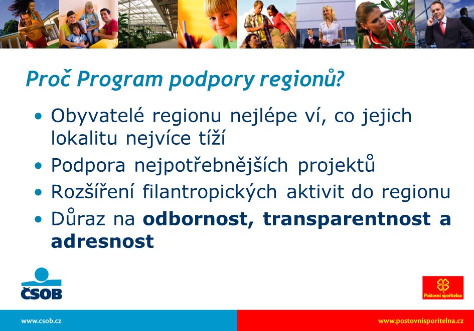 Proč Program podpory regionů.