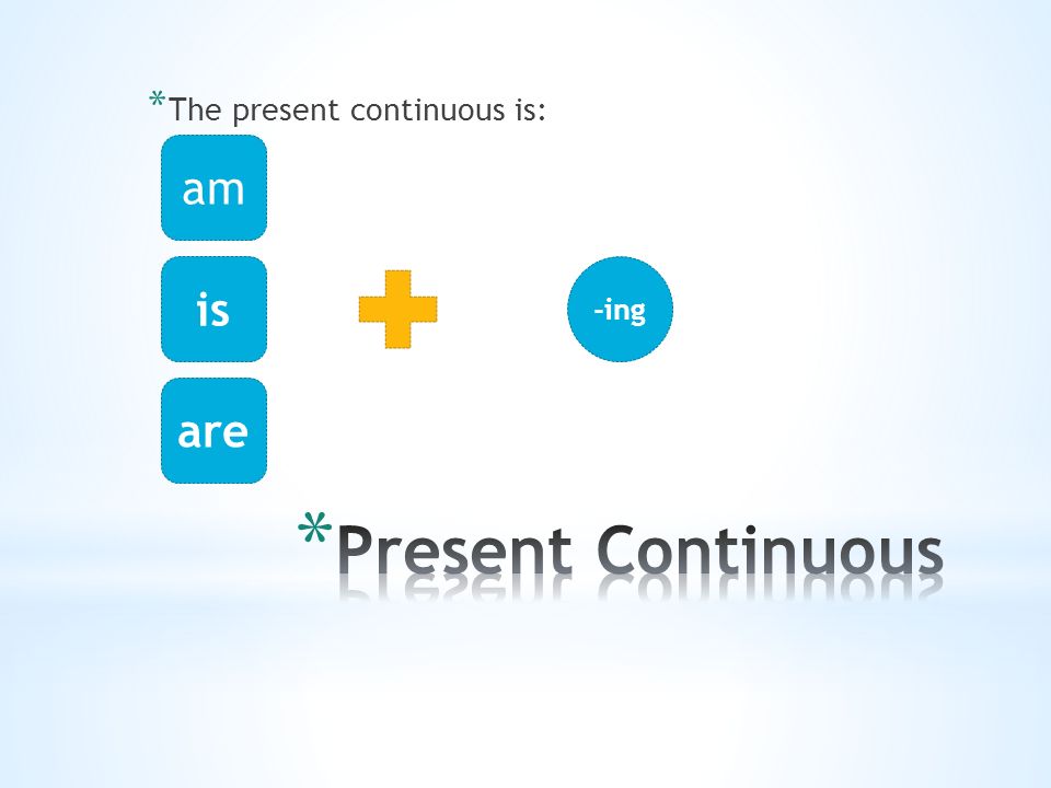 * The present continuous is: am is are -ing
