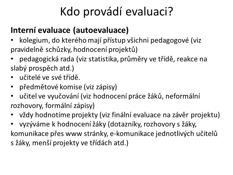 Pedagogick Evaluace A Autoevaluce Kate Ina Vl Kov Kped Pdf Mu Js Ppt