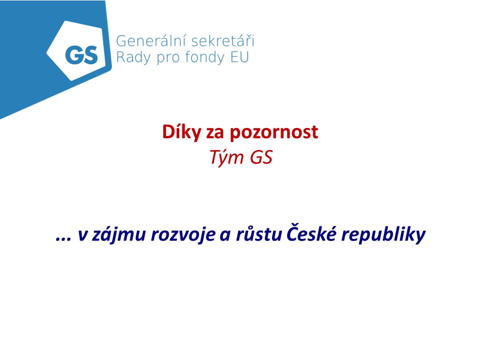 Díky za pozornost Tým GS... v zájmu rozvoje a růstu České republiky