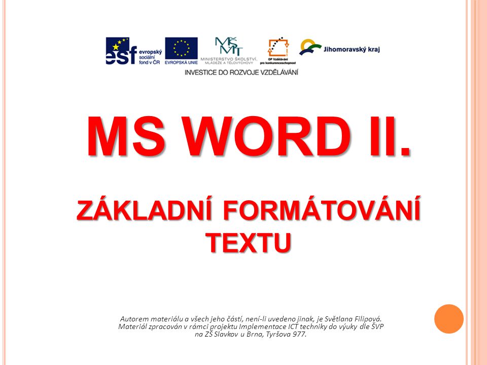 MS WORD II.