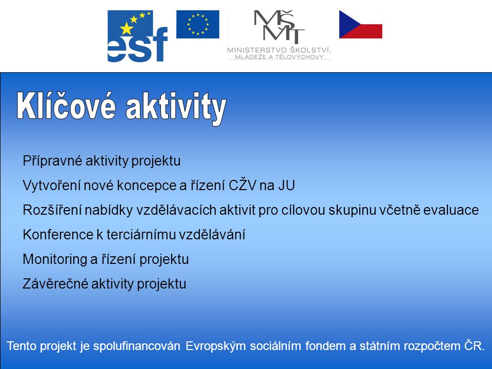 Tento projekt je spolufinancován Evropským sociálním fondem a státním rozpočtem ČR.