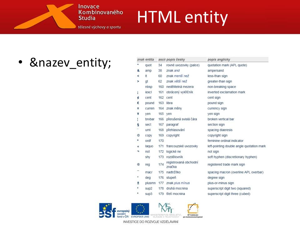 &nazev_entity; HTML entity