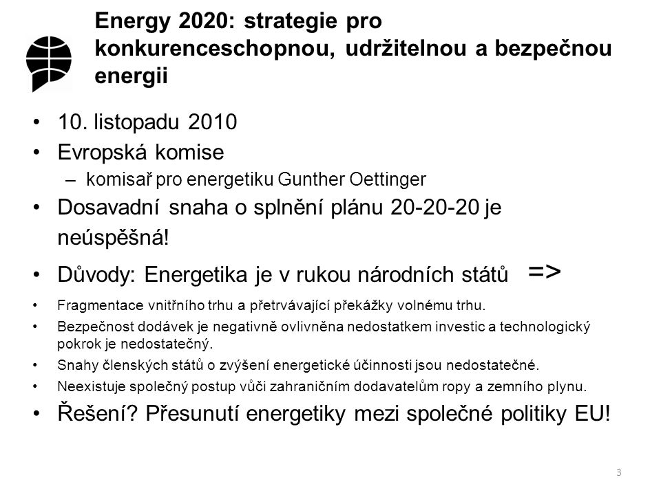 Energy 2020: strategie pro konkurenceschopnou, udržitelnou a bezpečnou energii 10.