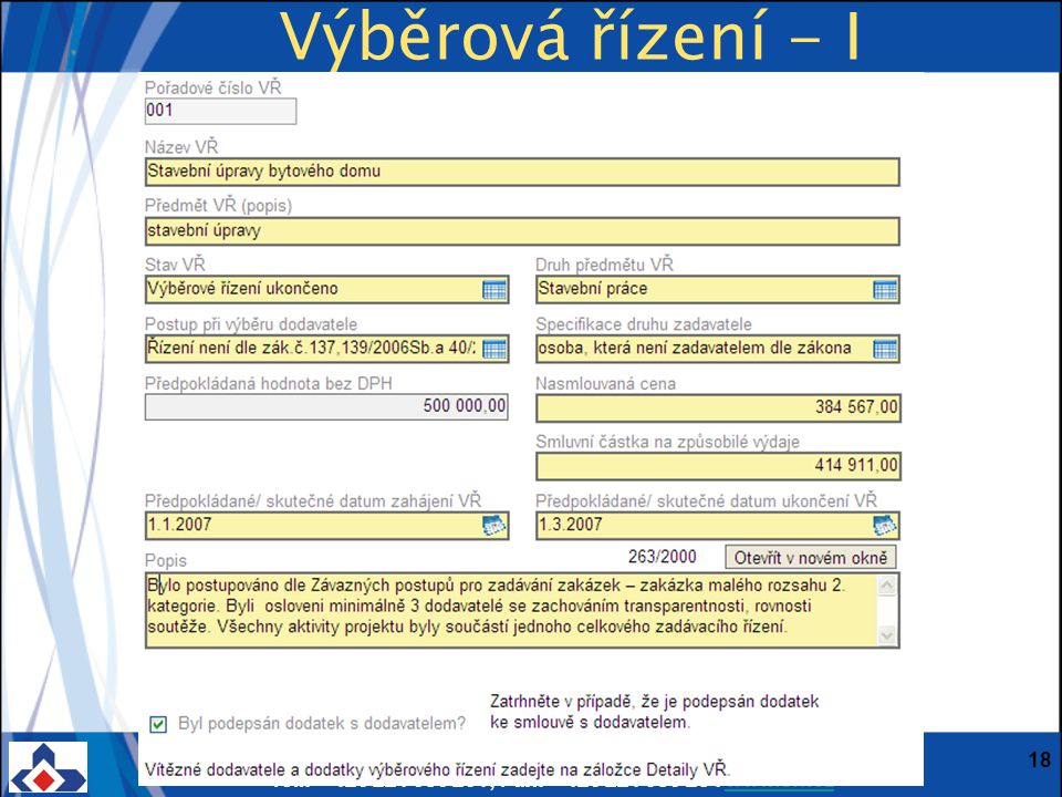 Centrum pro regionální rozvoj ČR; Vinohradská 46, Praha 2; Tel.: ; Fax: Výběrová řízení - I