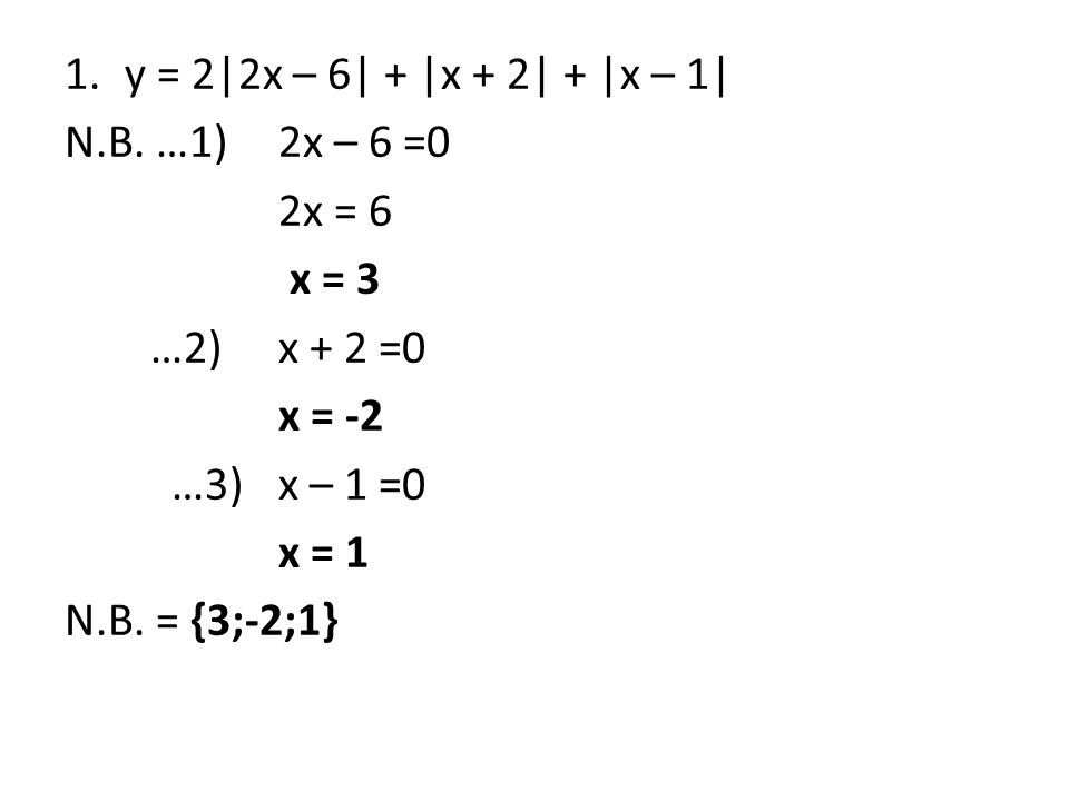 1.y = 2|2x – 6| + |x + 2| + |x – 1| N.B.
