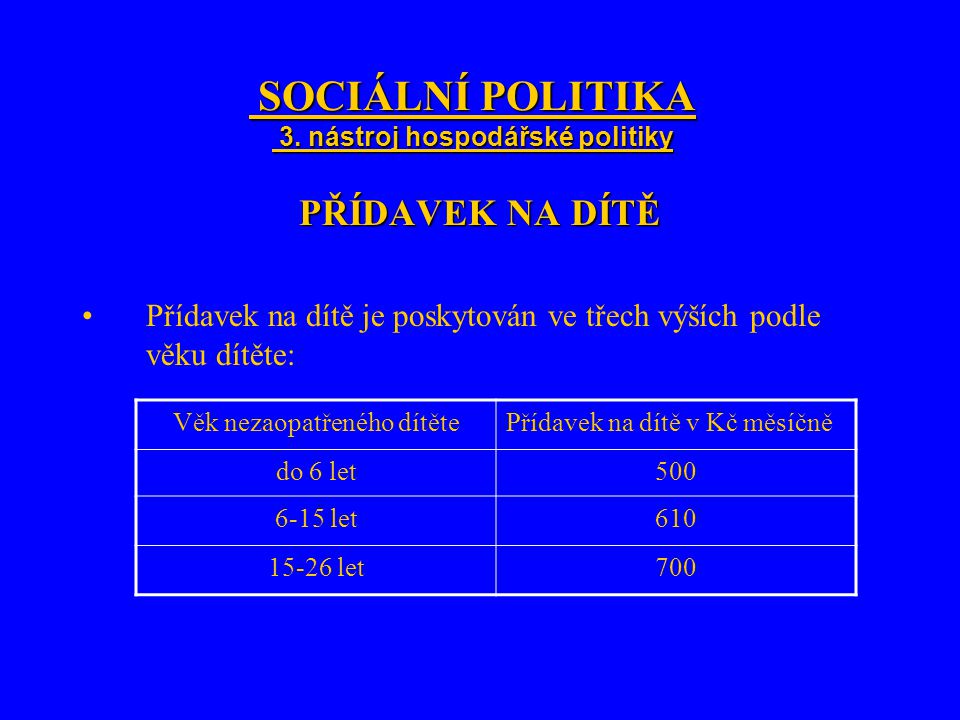 SOCIÁLNÍ POLITIKA 3. nástroj hospodářské politiky SOCIÁLNÍ POLITIKA 3.