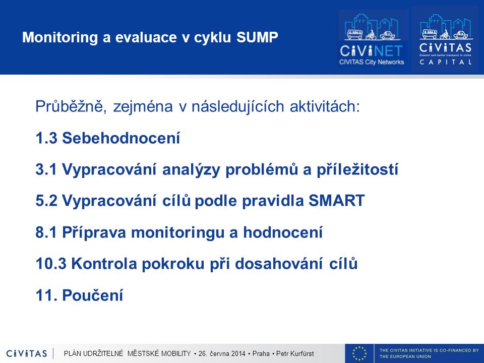 Monitoring a evaluace v cyklu SUMP PLÁN UDRŽITELNÉ MĚSTSKÉ MOBILITY 26.