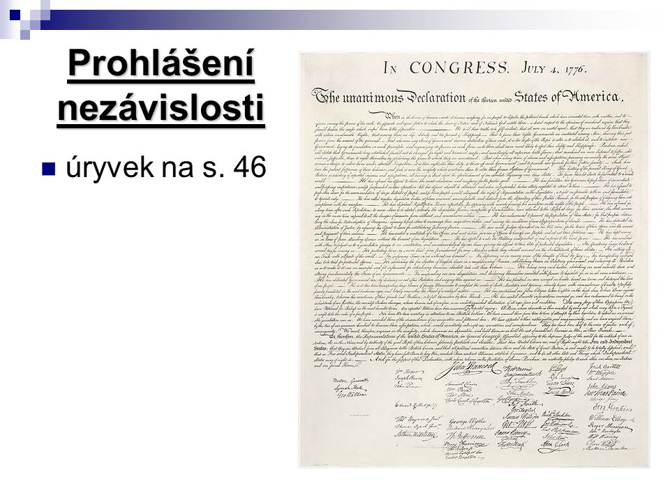 Prohlášení nezávislosti úryvek na s. 46