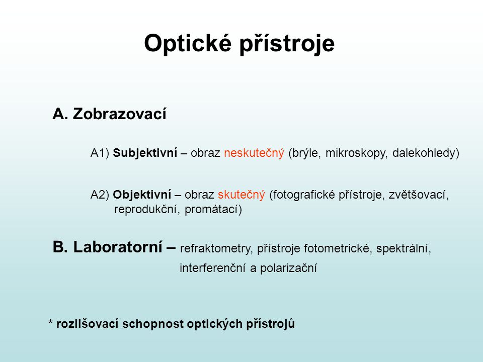 Optické přístroje A.