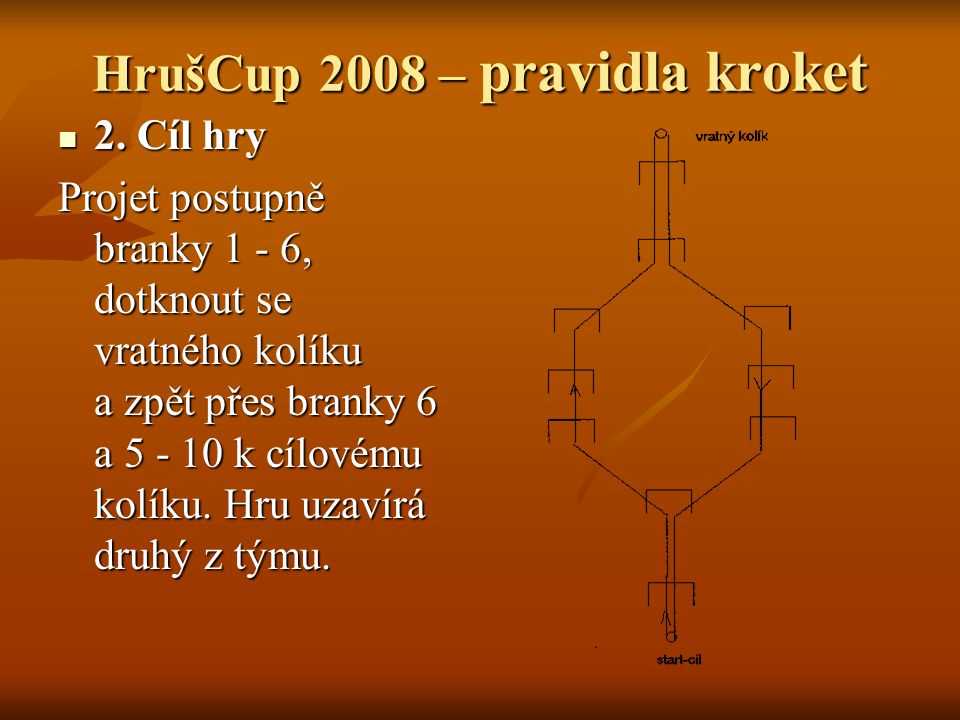HrušCup 2008 – pravidla kroket 2. Cíl hry 2.
