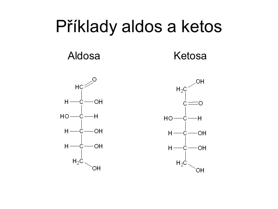 Příklady aldos a ketos Aldosa Ketosa