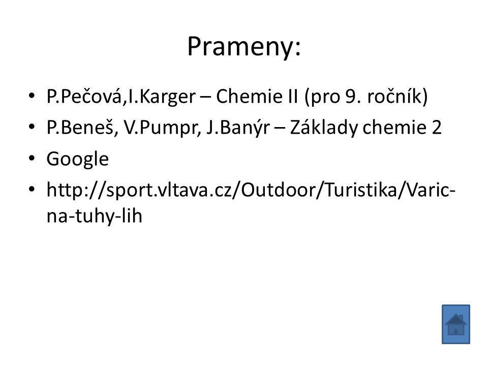 Prameny: P.Pečová,I.Karger – Chemie II (pro 9.