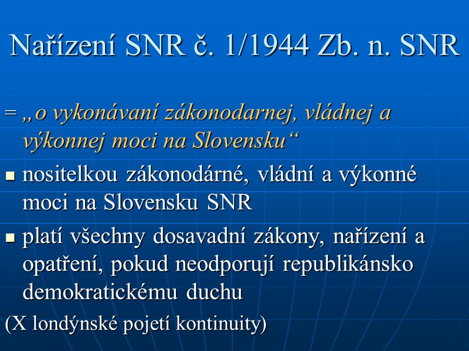 Nařízení SNR č. 1/1944 Zb. n.