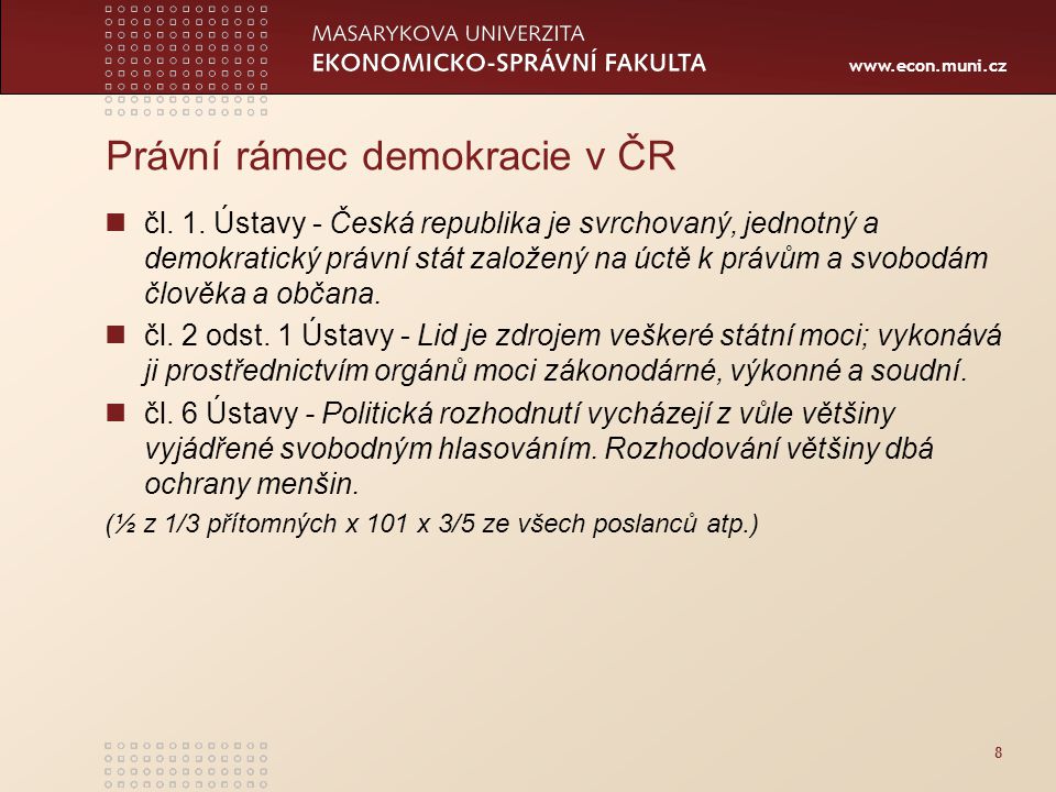 Právní rámec demokracie v ČR čl. 1.