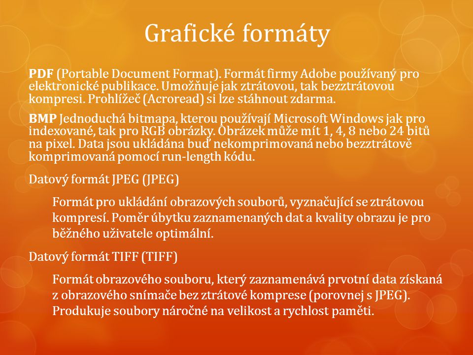 Grafické formáty PDF (Portable Document Format).
