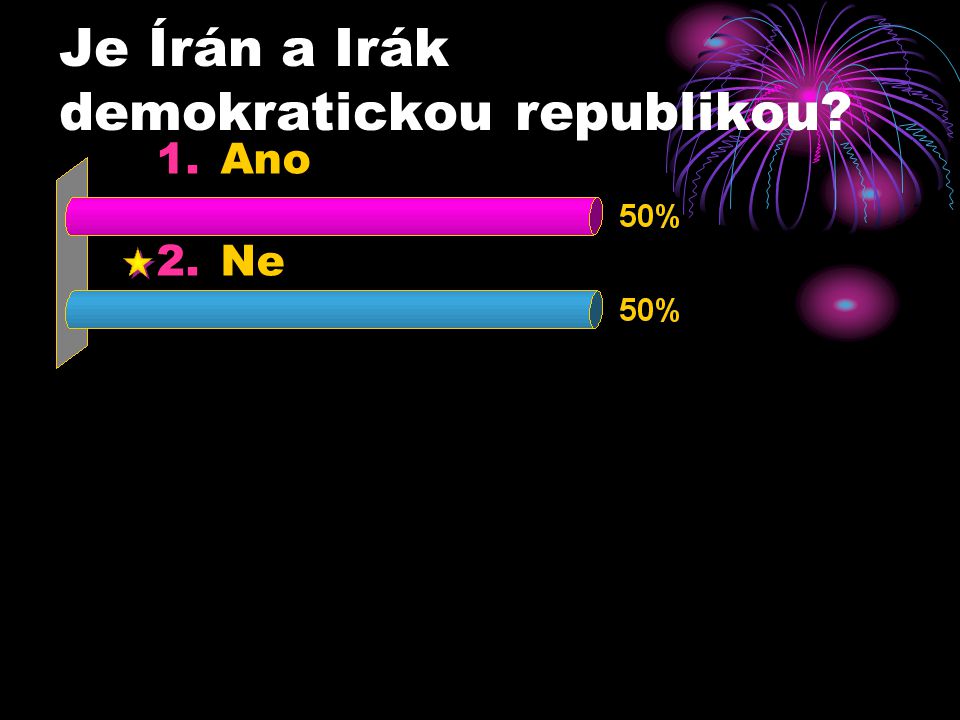 Je Írán a Irák demokratickou republikou 1.Ano 2.Ne