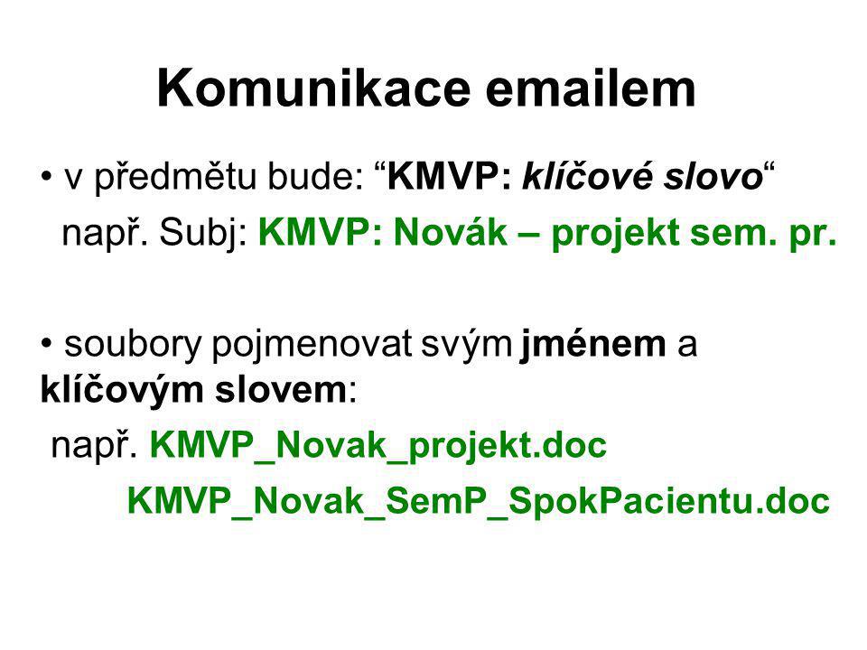 Komunikace  em v předmětu bude: KMVP: klíčové slovo např.