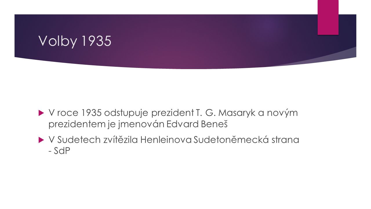 Volby 1935  V roce 1935 odstupuje prezident T. G.