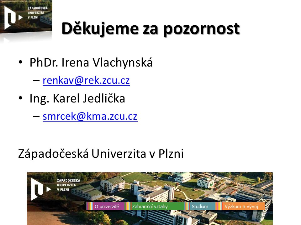 Děkujeme za pozornost PhDr. Irena Vlachynská –  Ing.