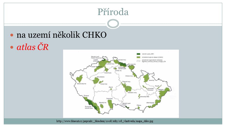 Příroda na uzemí několik CHKO atlas ČR