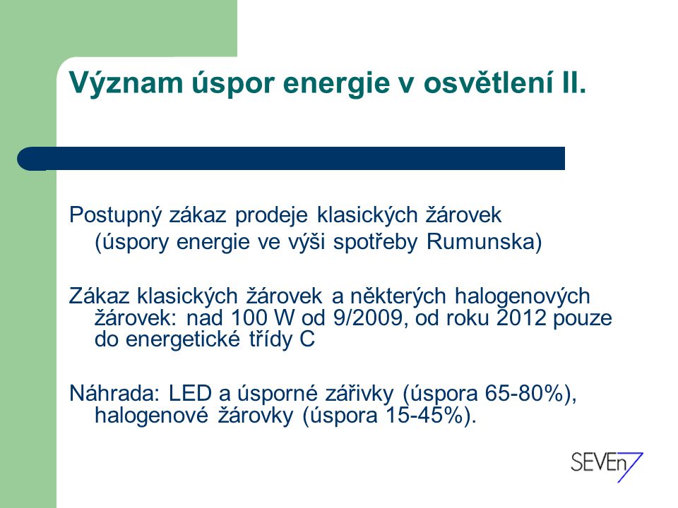 Význam úspor energie v osvětlení II.