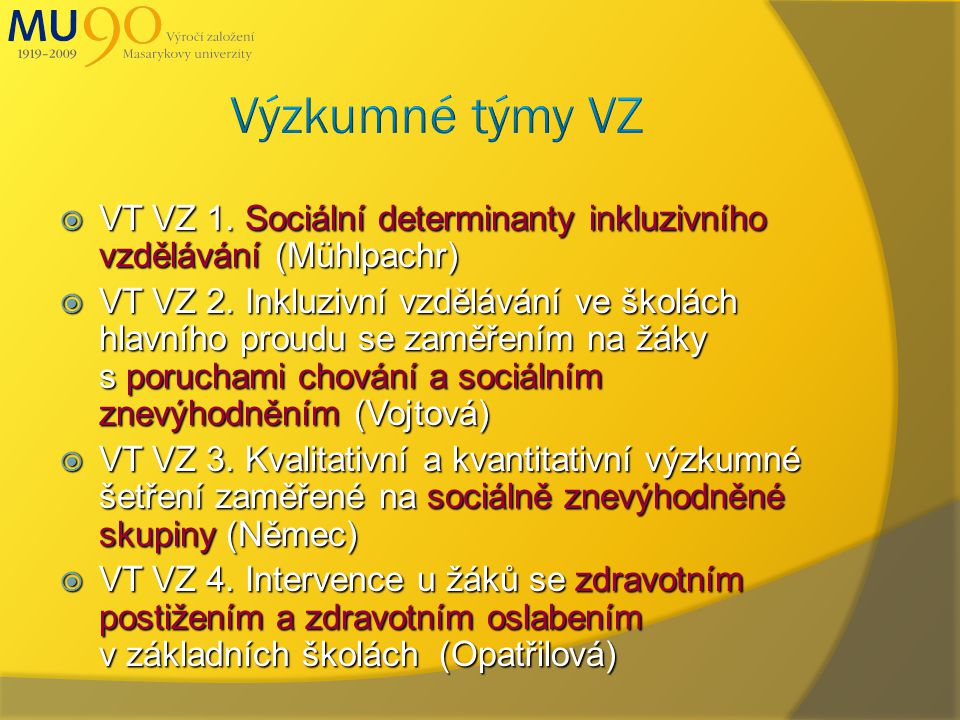  VT VZ 1. Sociální determinanty inkluzivního vzdělávání (Mühlpachr)  VT VZ 2.
