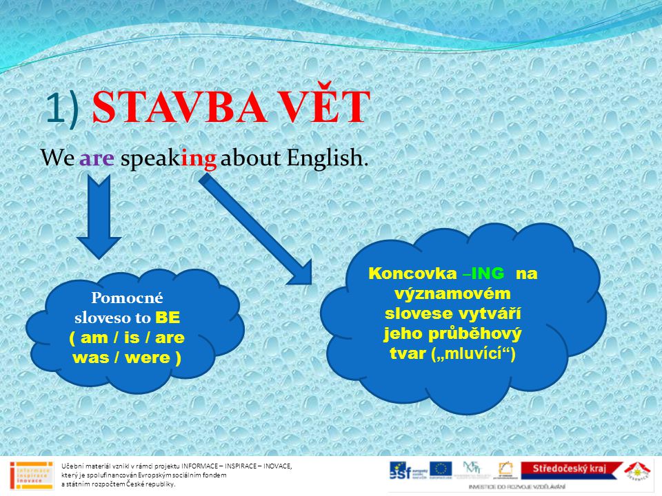 1) STAVBA VĚT We are speaking about English.