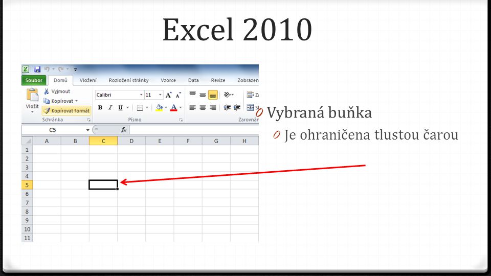 Excel Vybraná buňka 0 Je ohraničena tlustou čarou