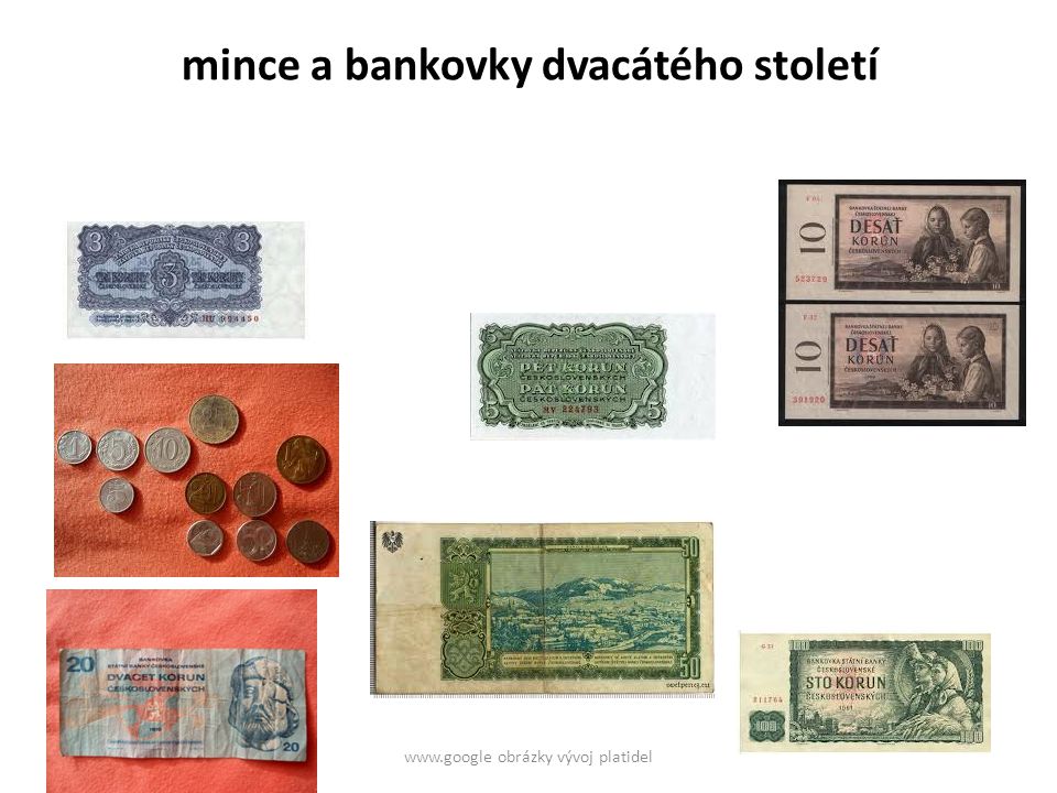 mince a bankovky dvacátého století   obrázky vývoj platidel