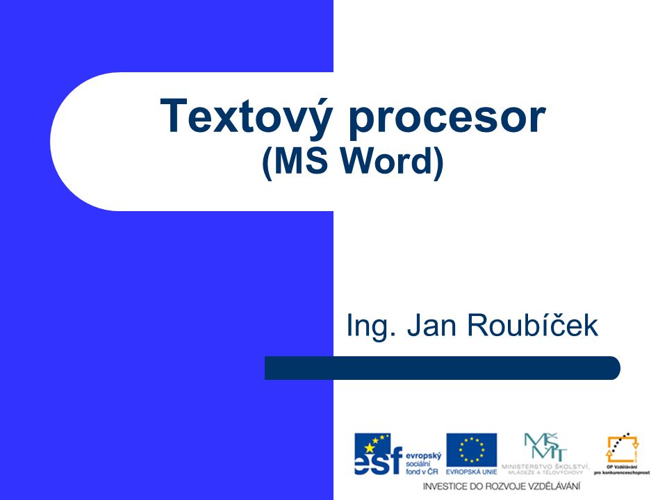 Textový procesor (MS Word) Ing. Jan Roubíček