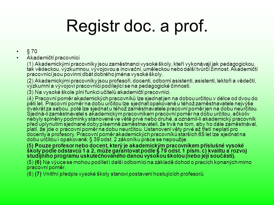 Registr doc. a prof.