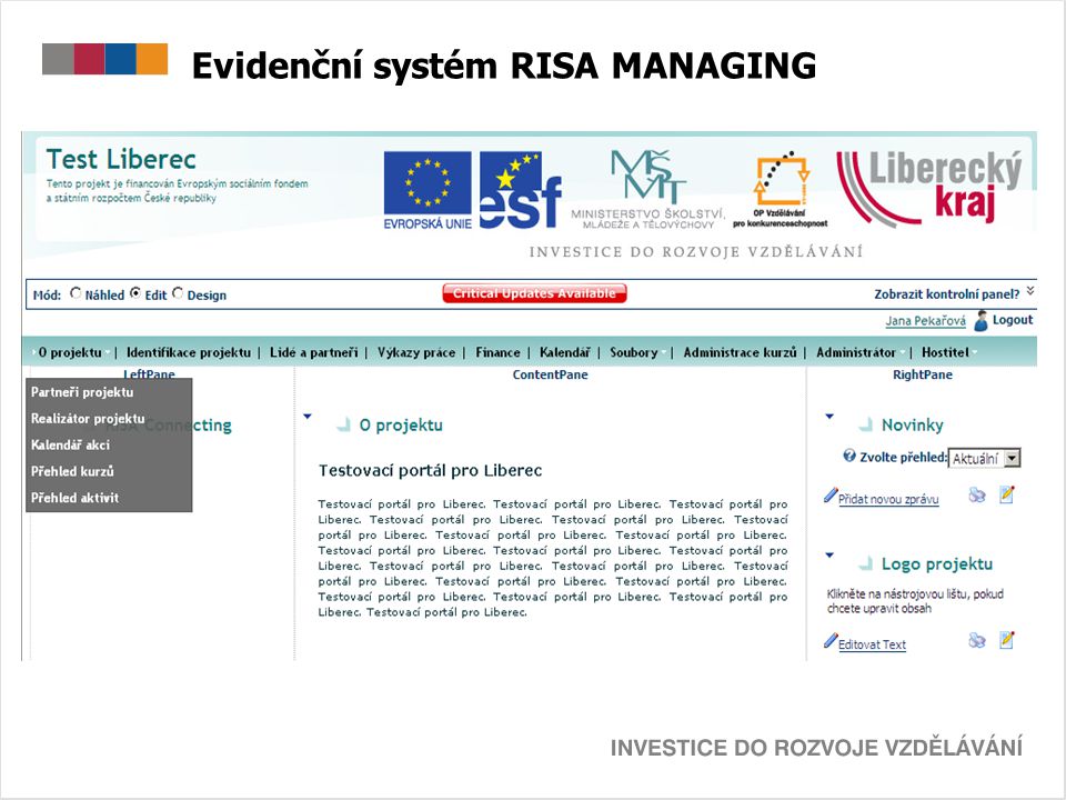 Evidenční systém RISA MANAGING