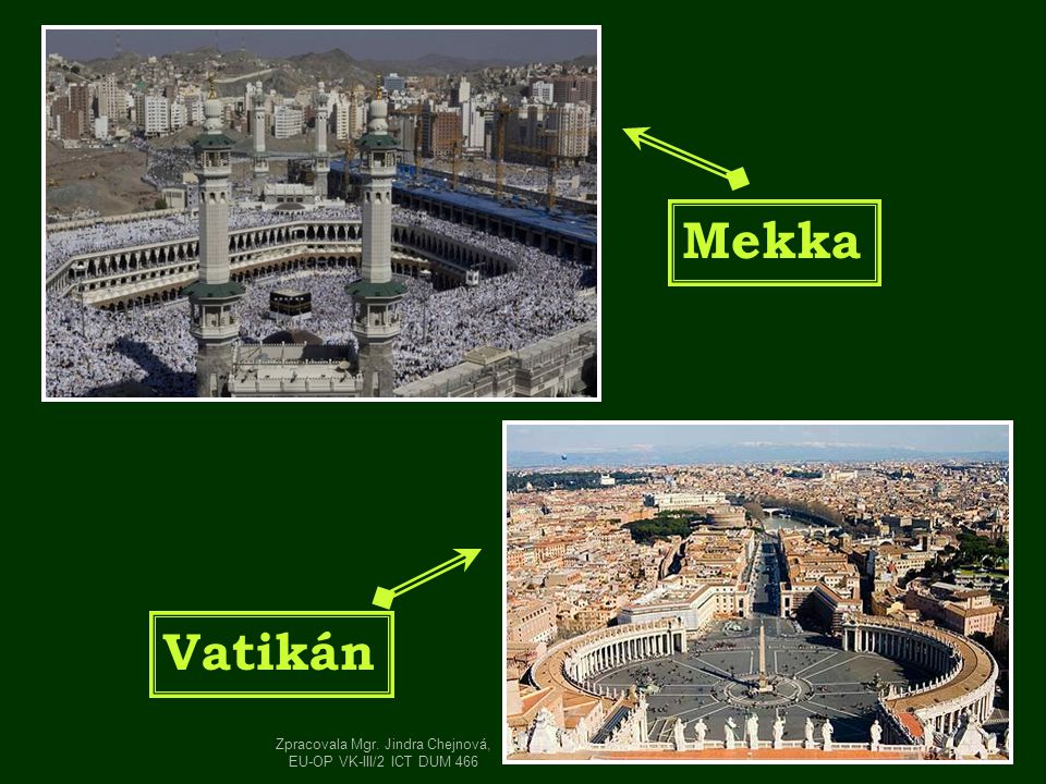 Mekka Vatikán Zpracovala Mgr. Jindra Chejnová, EU-OP VK-III/2 ICT DUM 466