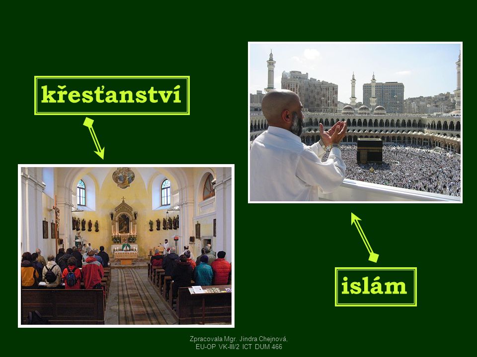 křesťanství islám Zpracovala Mgr. Jindra Chejnová, EU-OP VK-III/2 ICT DUM 466