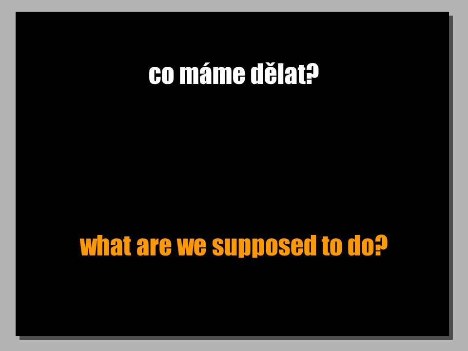 co máme dělat what are we supposed to do