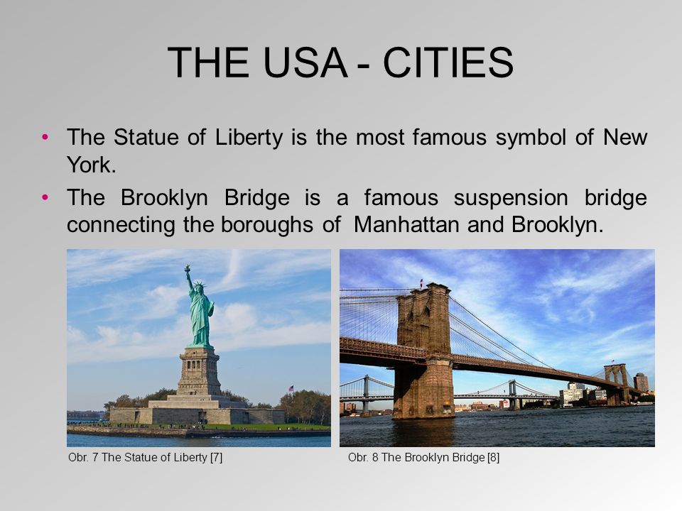 THE USA - CITIES The Statue of Liberty is the most famous symbol of New York.