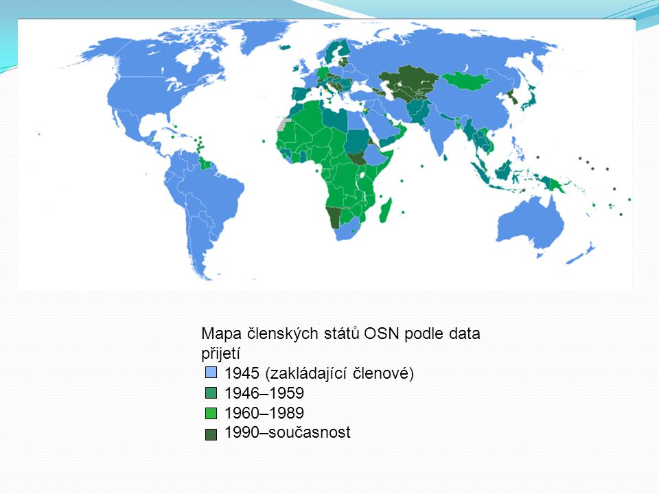 osn mapa OSN základní informace  Předchůdce: Společnost národů  Vznik  osn mapa