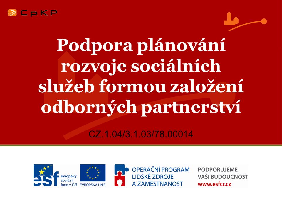 Podpora plánování rozvoje sociálních služeb formou založení odborných partnerství CZ.1.04/3.1.03/