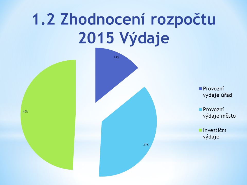 1.2 Zhodnocení rozpočtu 2015 Výdaje