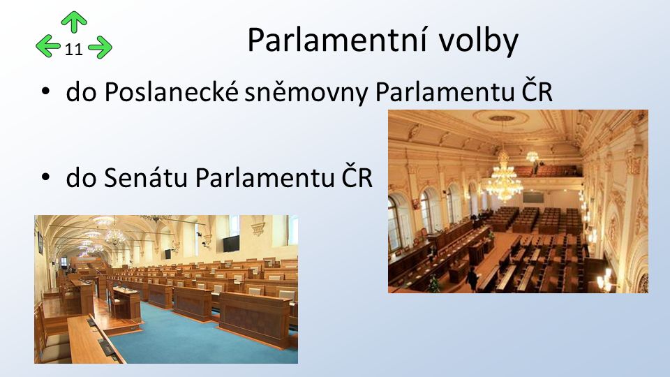 Parlamentní volby do Poslanecké sněmovny Parlamentu ČR do Senátu Parlamentu ČR 11