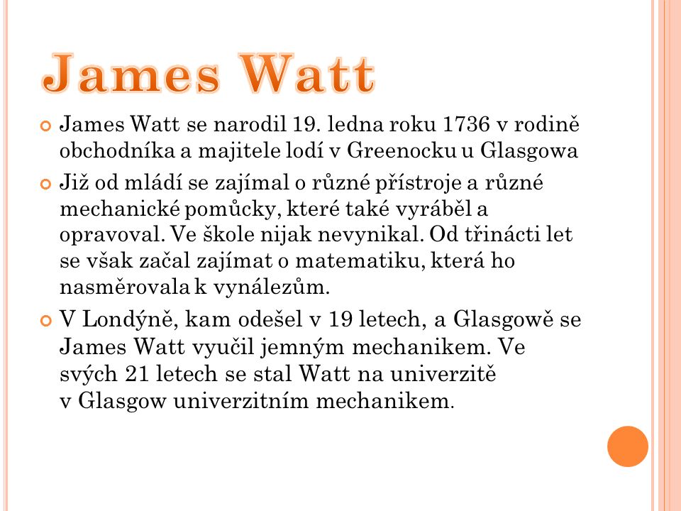 James Watt se narodil 19.