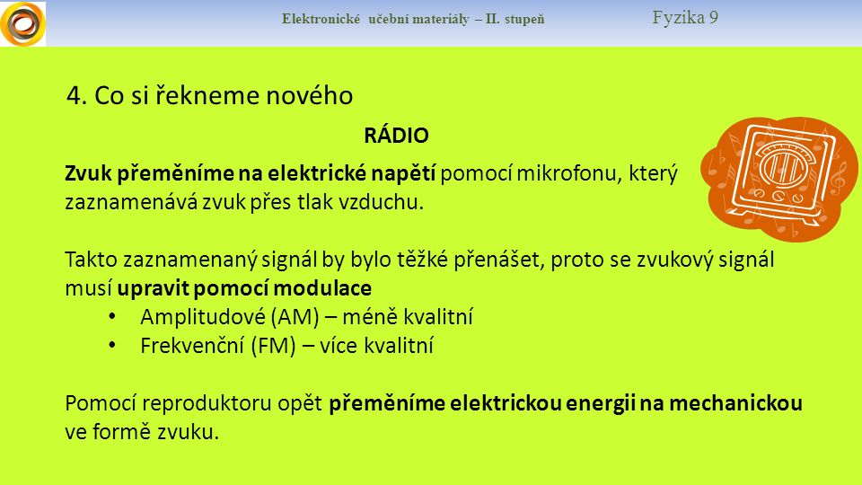 Elektronické učební materiály – II. stupeň Fyzika 9 4.