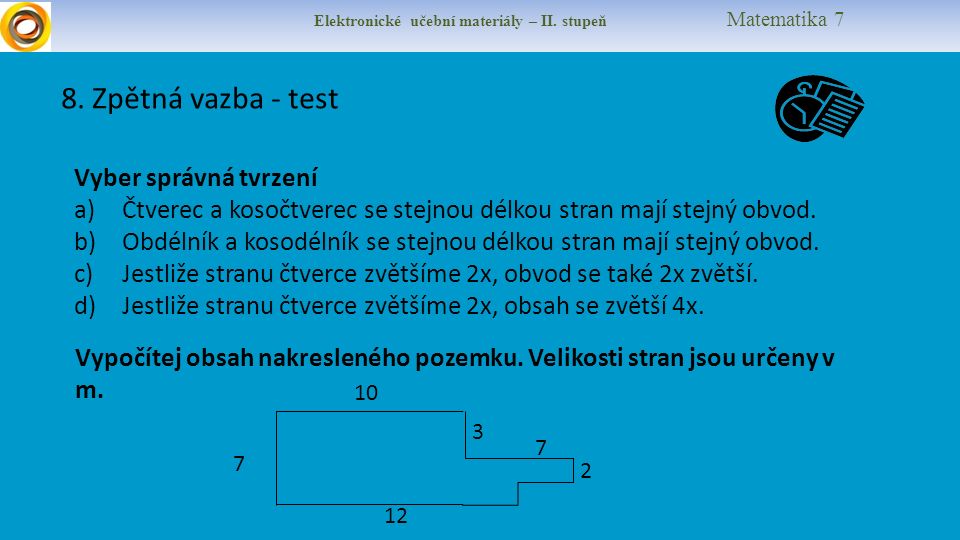 Elektronické učební materiály – II. stupeň Matematika 7 8.