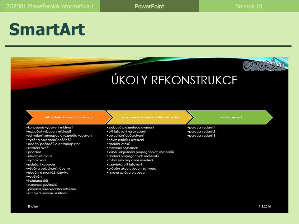 SmartArt PowerPointSnímek 102OP381 Manažerská informatika 1