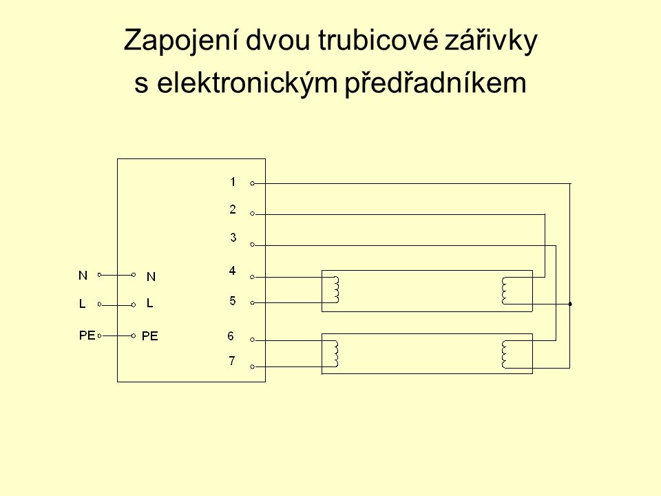 Zapojení dvou trubicové zářivky s elektronickým předřadníkem