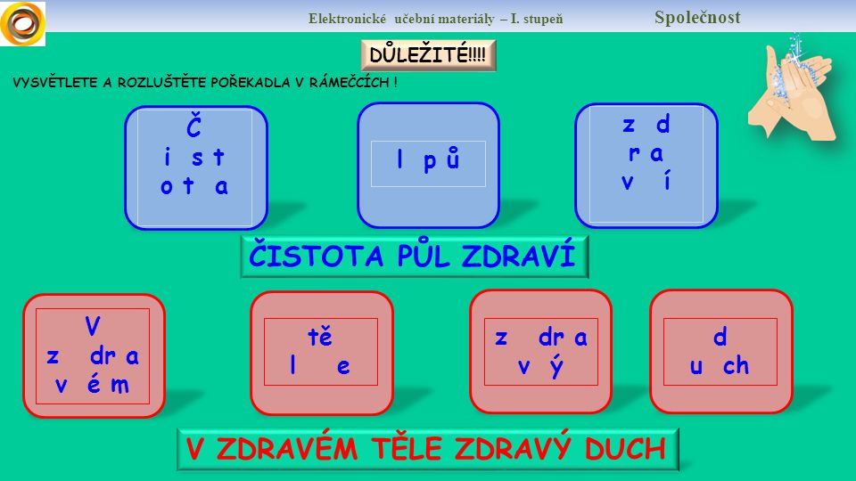 Elektronické učební materiály – I. Stupeň Společnost A TEĎ SAMOSTATNĚ CO JE ZDRAVĚJŠÍ.