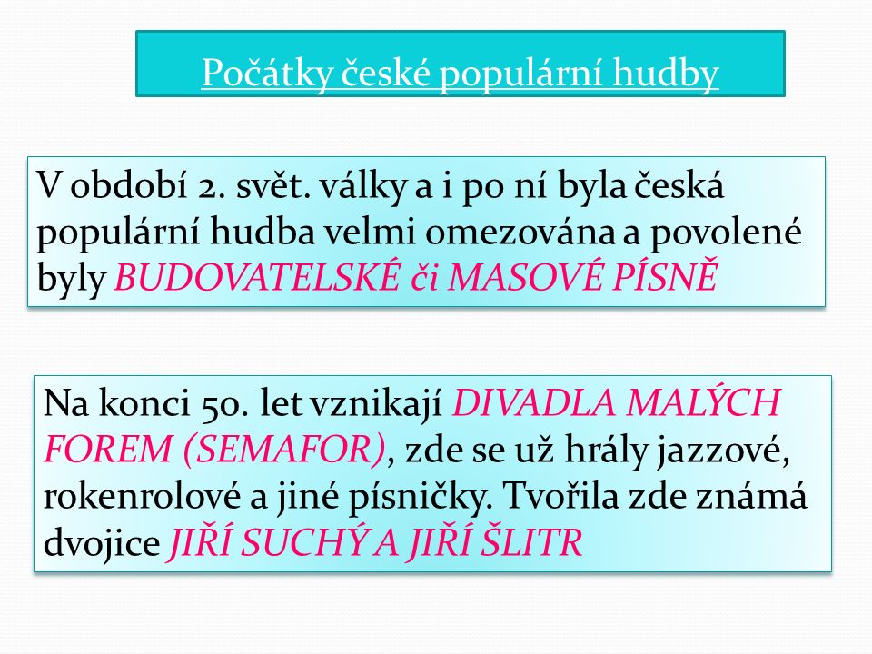 Počátky české populární hudby V období 2. svět.