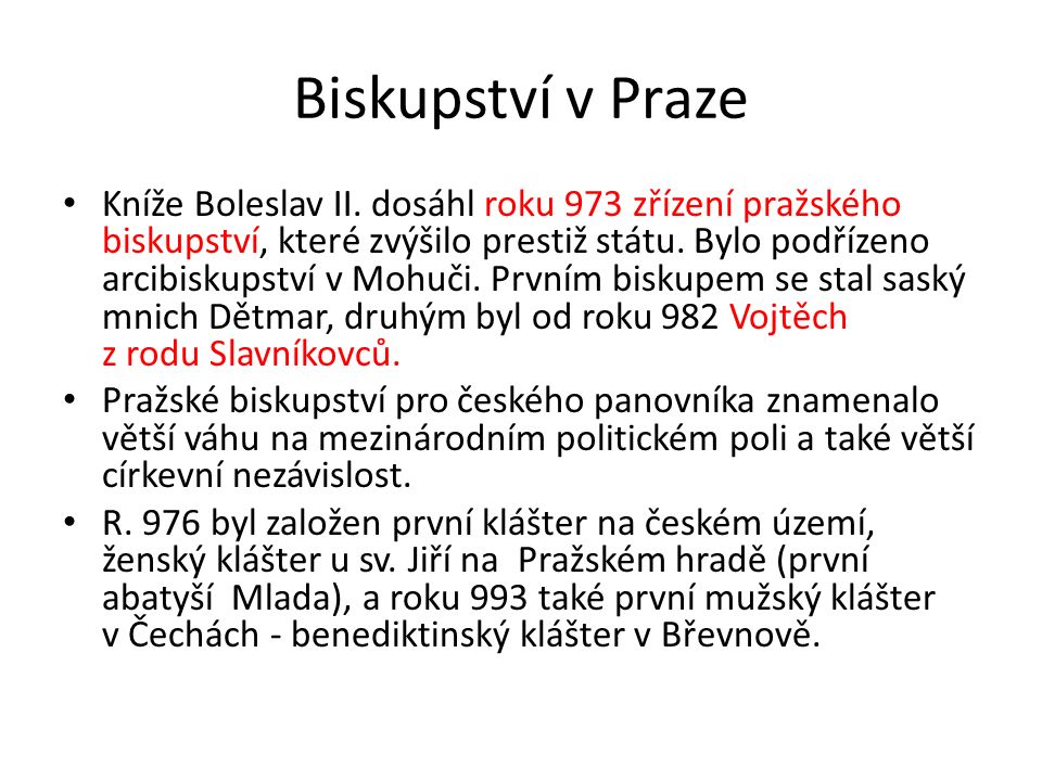Biskupství v Praze Kníže Boleslav II.