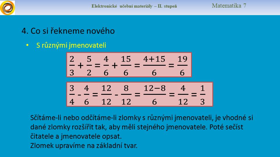 Elektronické učební materiály – II. stupeň Matematika 7 4.